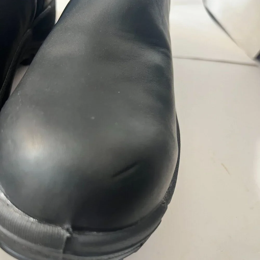 Rockbuster Black Safety Steel Toe Work Boots Men Black Leather Boots Size 11.5